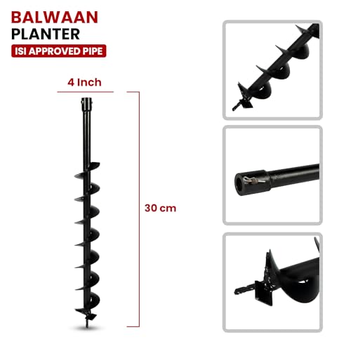 Image of Balwaan Tree Drill Planter 4 inch /10 cm /101 mm /Post Hole Digger Planter /Spiral (Drill Planter) of Planter (4 Inch Planter) | Attachment of Tree Planter (BE-63) | PT-4