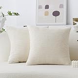 Home Brilliant Set 2 Couch Pillow Covers Decorative Throw Pillows Corduroy Bed Sofa Couch Gift Valentine's Decor, 18x18 inch, Cream Cheese