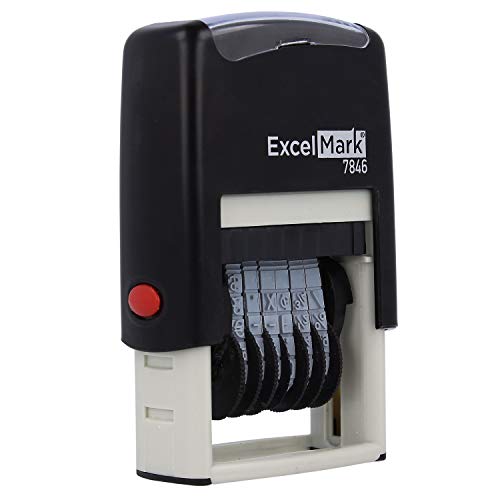 ExcelMark Self-Inking Rubber Number Stamp, Black Numbering Stamp, 6 Digit