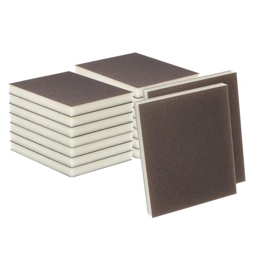 16 Pcs Sanding Sponges, Wet Dry Sanding Block, Sponge Sandpaper Block, 120-180 Grit Fine Sand Block Sponge, Reusable and Washable Sanding Blocks for Wood Drywall Metal Polis(Brown)