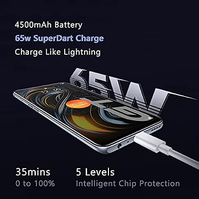 Realme GT ، 8 جيجابايت 128 جيجابايت ، غير مقفل ، Snapdragon 888 مع كاميرا ثلاثية AI 64 ميجابيكسل ، بطارية 4500 65 وات SuperDart Charge ، 120 هرتز 6.43 بوصة Super AMOLED Fullscreen ، الإصدار العالمي (شاحن الاتحاد الأوروبي مع محول الولايات المتحدة) ، فضي