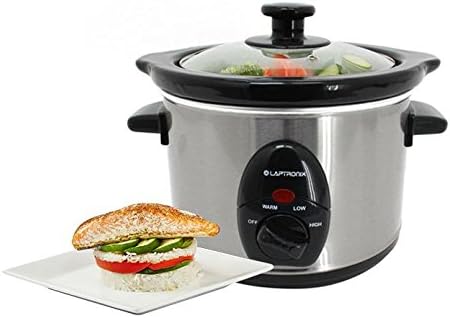Premium Stainless Steel Slow Cooker 1.5L Pot + Removable Ceramic Inner Bowl Steam Grill