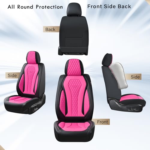 Image of Coverado Automotive Seat Covers Front Seats, Seat Covers 2 Pack, Rose Car Seat Cover, Waterproof Auto Seat Covers, Car Seat Cushion, Front Car Seat Covers Leather Car Seat Protector Fit for Most Cars