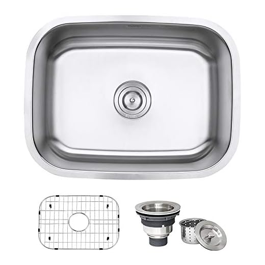 Ruvati RVM4132 Undermount 16 Gauge 24" Kitchen Single Bowl Sink, Stainless Steel