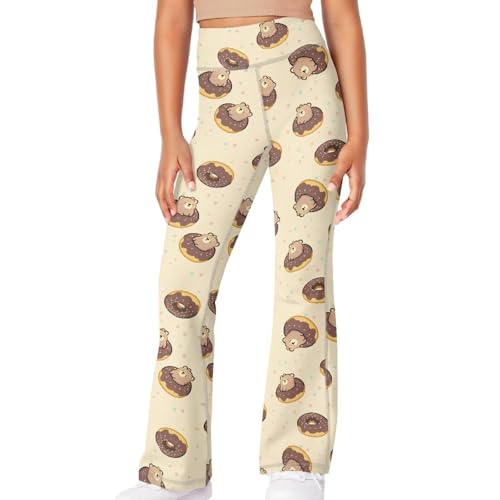 Bear Girls Yoga Pants Donut Tummy Control Flared Pants Girl Bell Bottoms Leggings Size 5-14 Years