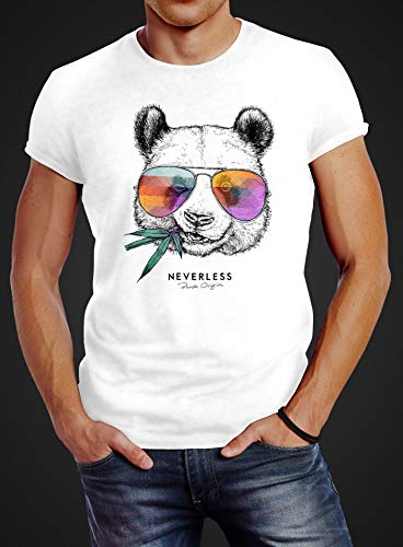  Herren Neverless T-Shirt Panda Bär Aufdruck - Fashion Streetstyle für Trendürเป็นที่
