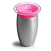 Munchkin Stainless Steel Sippy Cups for Toddlers 1-3, Spill Proof Miracle 360 Cup, Insulated, 10 Ounce, Pink