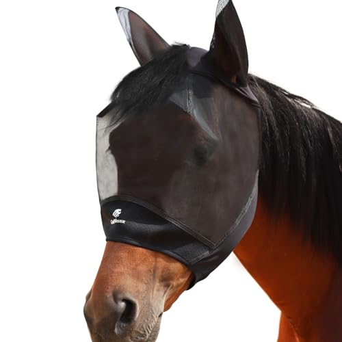 CareMaster Máscara de mosca de cavalo grande máscara de mosca espacial respirável proteção UV máscar