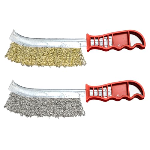 Image of Wire Brush Set 2Pcs Stainless Steel Wire Brushes For Metal Rust Dirt With Ergonomic Handle Grip