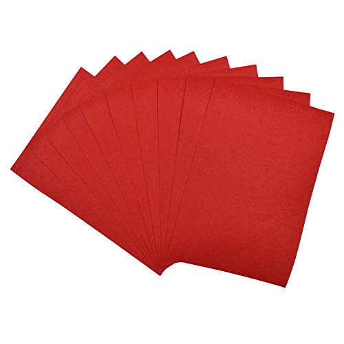 Image of Asian Hobby Crafts A4 Red Felt Fabric Sheets for Flower Making & DIY Craft Projects, Scrapbooking, Sewing Dolls, Embroidery & Patchwork, School Projects, Kids Art & Craft Supplies, Home Decorations - Set of 10 Pcs