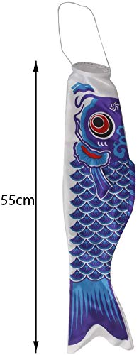 Inzopo 55cm Japanese Windsock Carp Flag Koi Nobori Sailfish Fish Wind Streamer Blue