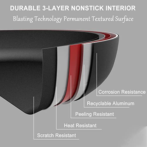 SENSARTE 30cm Deep Nonstick Frying Pan,4.7L Saute Pan with Lid,Large Skillet Pan, Nonstick Cooking Pan, Chef's Pan Cookware Induction Compatible,PFOA Free,for All Stove Tops - Image 5