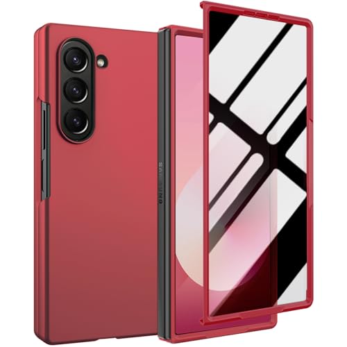 Coque de confidentialité Z Fold 6 rouge anti-regard protège votre vie privée au bureau