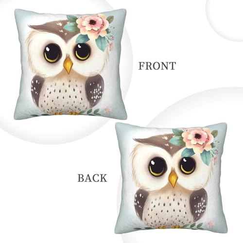 Housse de coussin velours côtelé imprimé chouette fleur salon lit - 4