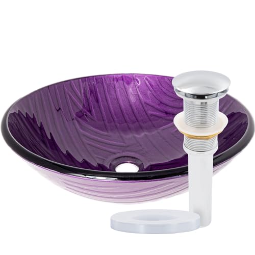 Novatto Purple Painted Glass Vessel Bathroom Sink Set, Matte Black by Novatto - Image 4