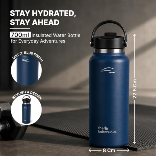 Image of The Better Home Stainless Steel Water Bottle 700ml | Vacuum Insulated, Leak Proof & Sweat Proof | Hot & Cold Water Bottle for 24 Hours | BPA Free Sports Bottle for Gym, Travel, Office, School