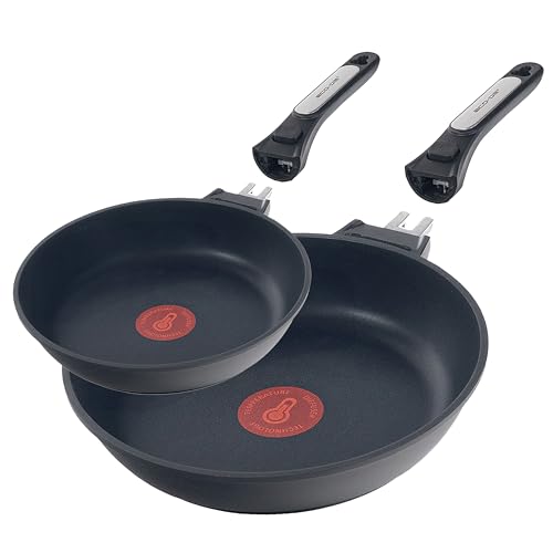 ECODE® Juego de Sartenes de Inducción Antiadherentes 20/28 cm con Mango Extraíble – Cocina Sin Aceite con Indicador de Temperatura – Apta para Todo Tipo de Cocinas