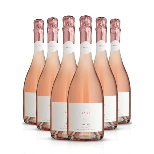 BOLLE Sparkling Rosé - Non Alcoholic Wine - Premium Alcohol Free Sparkling Rose Wine Case, Award Winning Champagne Alternative with Fine Bubbles, Dry Berry Finish - 6 x 750ml
