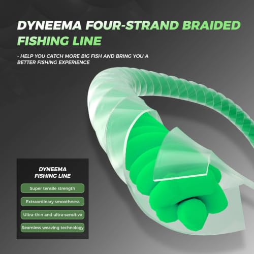 Image of 9KM DWLIFE Braided Fishing Line 8LB-120LB Dyneema Fishing Line, Zero Stretch & Anti-Bite Coating for Freshwater /Saltwater Fishing 4 /8 Strands