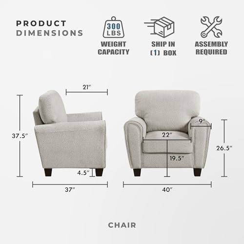 Sillón Chenille Moderno Plegable Gris miniatura 2