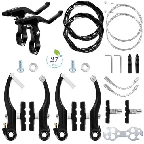 Set Freni Bici, Freni a V Brake per Biciclette, V Brake Set Anteriore e Posteriore con Cavi Freno Bicicletta e Kit di Leve dei Freni per La Maggior Parte delle Mountain Bike e Bici da Strada (Nero)
