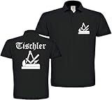 40° waschbar Herren Polo-Shirt Tischler Zunftwappen S bis 4XL (XL, Schwarz)