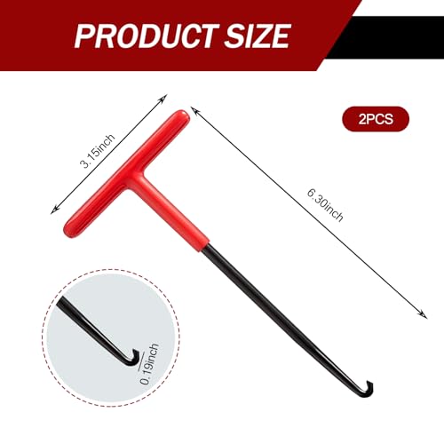 Image of Ajxn 2 PCS Car Exhaust Pipe Tension Spring Hook, 5.51 inch x 0.98 inch x 0.98 inch Labor-saving T-handle Design Spring Disassembly Assembly Hook, Portable Repair Accessories, for Cars, Motorcycles (Red & Black)