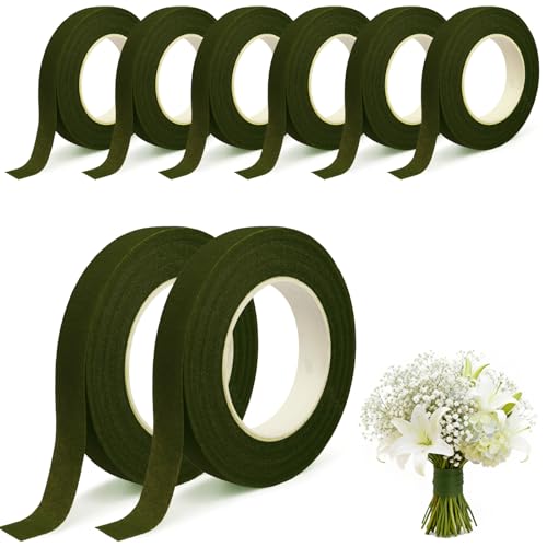 8Pcs Floral Tape Green Flower Tape for Thanksgiving Craft Bouquet Wrapping