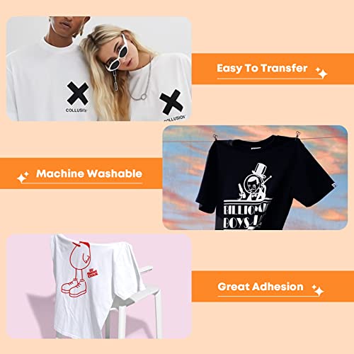 Image of HTVRONT HTV Vinyl Rolls Red Black and White Heat Transfer Vinyl - 12 inch x 20ft HTV for Shirts, Iron on Vinyl for All Cutting Machines - Easy to Cut & Weed for DIY Heat Transfer Design