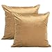 Encasa Homes Housses de Coussin Velours, Set de 2 pièces (45 x 45 cm) - Or - Teinture Couleur Unie, Doux et Moelleux, Lavable, Grand Coussin décoratif carré pour canapé, Sofa, Chaise