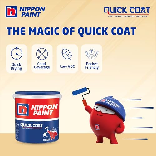 Image of Nippon Paint Quick Coat Interior Emulsion Paint - 5 KG (APPLE WHITE)-Quick Drying, Good Coverage, Low VOC-Paint for Wall, Living Room