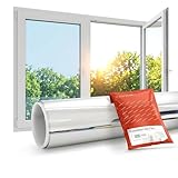 Solar Systems Film Solaire Fenetre Anti Chaleur pour l'isolation Thermique avec kit d'assemblage   Film Miroir argenté Auto adhésif Anti UV   Tient la Chaleur dans Le bâtiment (50 x 100 cm)