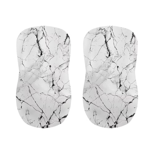 Image of Stretch Bar Stool Covers Set of 2,White Marble Pattern Stretch Removable Washable Bar Stool Chair Covers,Counter Height Chairs Covers for Kitchen Dining Room Cafe Furniture