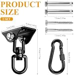 Supkiir 2 Kit de suspension pour hamac, crochet rotatif à 360°, 1200 Lbs Capacité Heavy Duty Black Swing Hanger Hardware for Suspension Hamock Swings Sac à sable de boxe de yoga aérien sur plafond en béton en bois