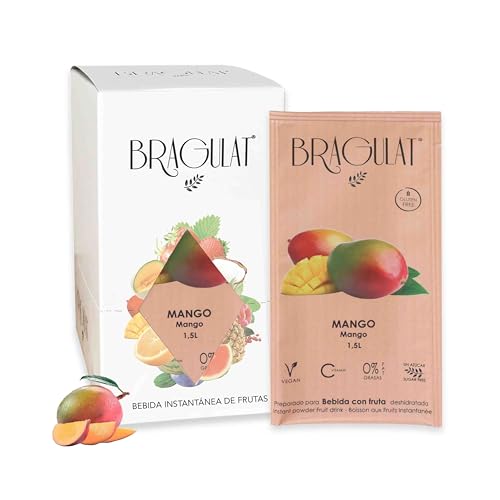 Bragulat Zumo Bebidas y Refrescos Instantáneas en Polvo Concentrado de Frutas, Mango - 15 Sobres