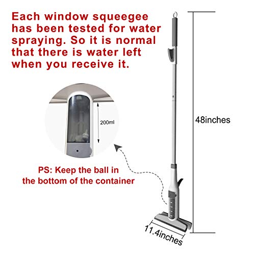 Window Squeegee Cleaner, JEHONN 3 in 1 Window Cleaning Tools with Spray Scrubber Handle Window Washer for Glass Outdoor