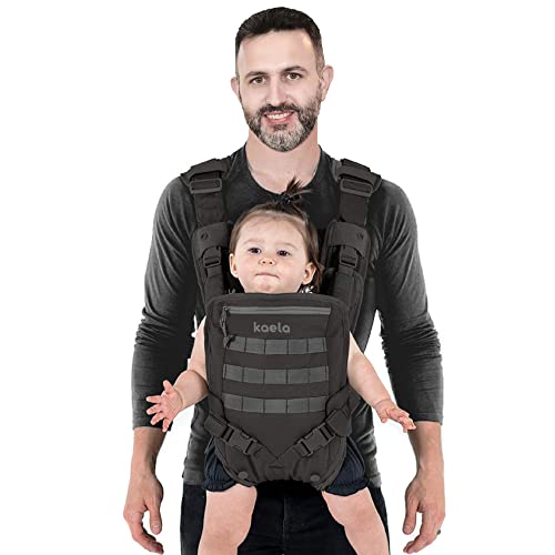Image of Kaela® MOLLE Baby Carrier - Men's Baby Carrier - Gear for Dad to Carry Infant, Child or Toddler on Outdoor Adventure - Full Mobility for Active Father (Black)