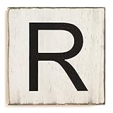 Stiles Letter Tiles, Wall Decor, Wooden Crossword Letters for Living Room, Dining Room, Kitchen, or Bedroom, Family Signs for Home 3.5 Inch, Rustic, Letter R