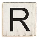 Stiles Letter Tiles, Wooden Crossword Wall Letters for Living Room, Dining Room, Kitchen, or Bedroom, 3.5 Inch, Rustic, Letter R