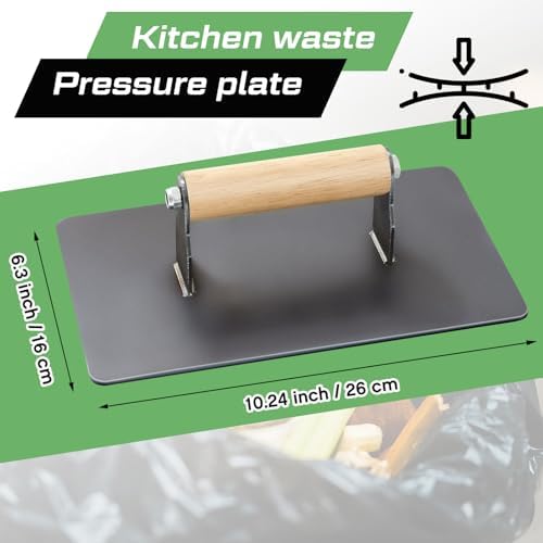 Blulu Hand-held Manual Trash Compactor Metal Bin Garbage Compactor for Kitchen Trash Can and Outdoor Waste Compacting Hand Tool