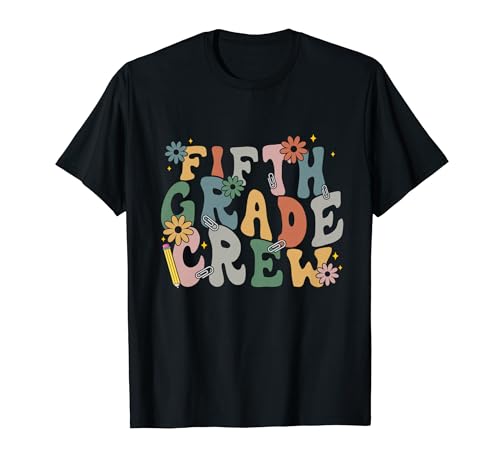 5th Grade Crew Retro Groovy Back to School Teacher 5th Grade T-Shirt