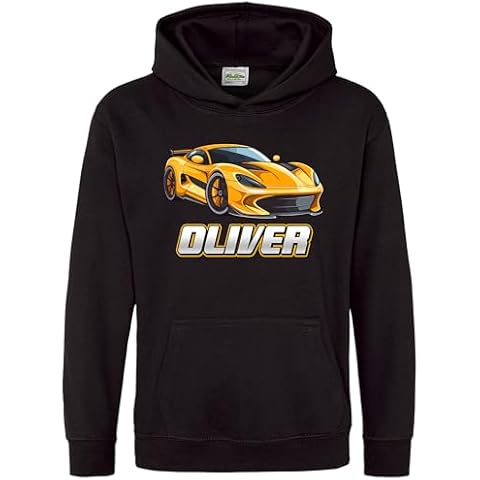 Personalised Yellow Sports Car Hoodie for Boys Cover