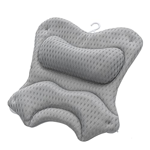 Essort Almohada de Baño - Cojin de Bañera con Ventosa Fuertes Reposacabezas Bañera Secado Rápido para Soporte de Hombros y Cuello en la Bañera, SPA en Casa Gris Cover
