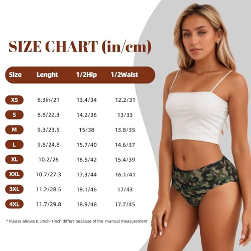 Opozsdf Women'S Low Waist Polyester Underwear Stretch Briefs Soft Comfy Ladies Panties For Travel Beach Dance, Green Camouflage Army Camo thumb #4