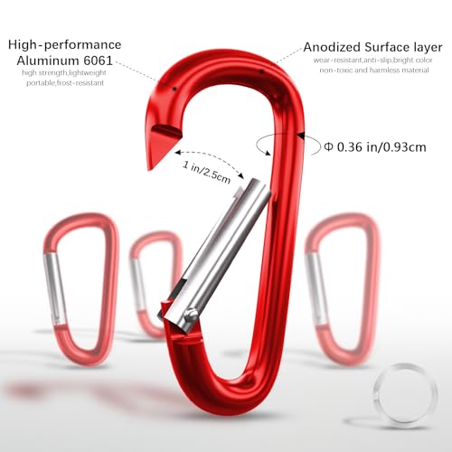 Image of sprookber 4 inch & 5 inch Extra Large Aluminum Carabiner D Ring, Caribeener Clips, Spring Snap Hook for Keychain Clip, Set of 4