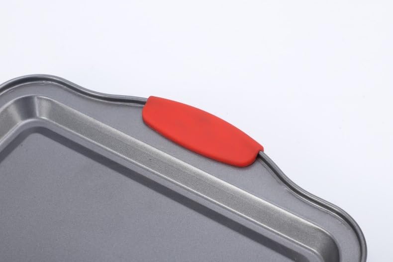 Non-Stick Carbon Steel Baking Pan, Rectangular Oven Trays with Handles for Cookies & Cakes (Set)