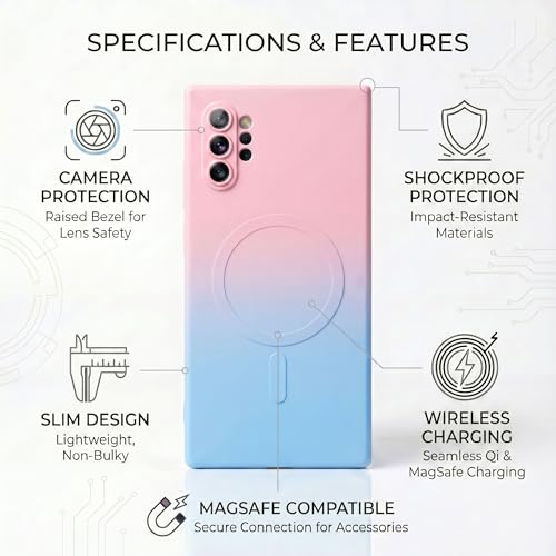 Image of amazon basics Gradient Mag-Safe Case for Samsung Galaxy Note 10 Plus | Soft Silicone Shockproof Cover with Camera Protection | Slim Lightweight Design | Smooth Touch & Durable - Light and Dark Pink
