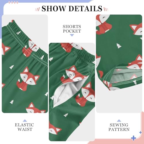 Fox Xmas Tree Boys Long Pants Soft Trousers Elastic Waist Kids Lounge Bottoms with Pockets S-XL4