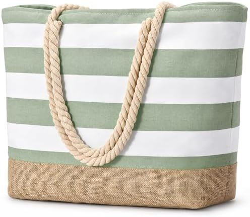 Becokan Beach Bags for Women Large Canvas Beach Tote Bag Beach Ba...