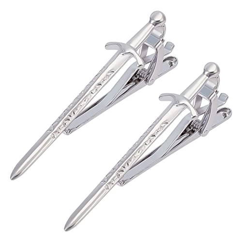 WEBEEDY 2 piezas clips de corbata personalizados para hombres novedad espada alfiler de corbata espada clip de corbata para hombres boda negocio día del padre regalo de cumpleaños